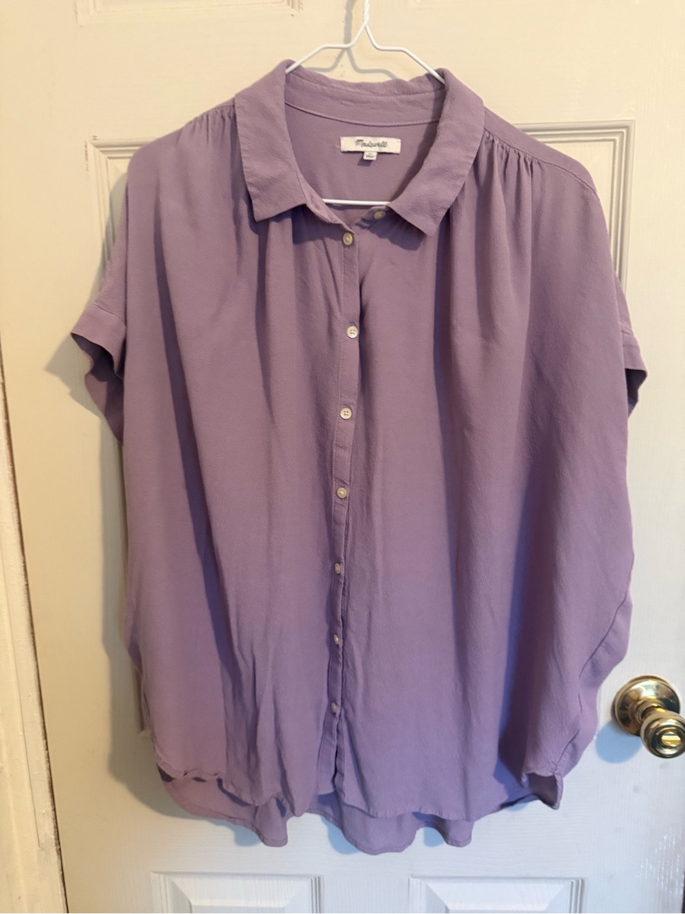 Madewell Lavender Button-Front Short Sleeve Shirt
